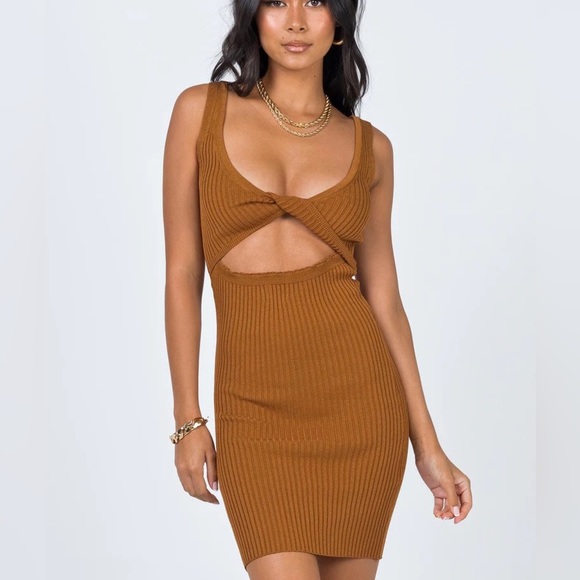 Princess Polly Dresses & Skirts - Princess Polly Recharge cut out sleeveless chocolate brown mini dress